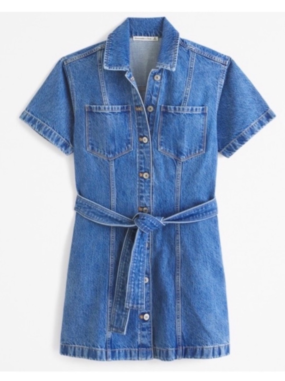 Abercrombie and Fitch Blue Denim Shirt Dress with Waist Tie